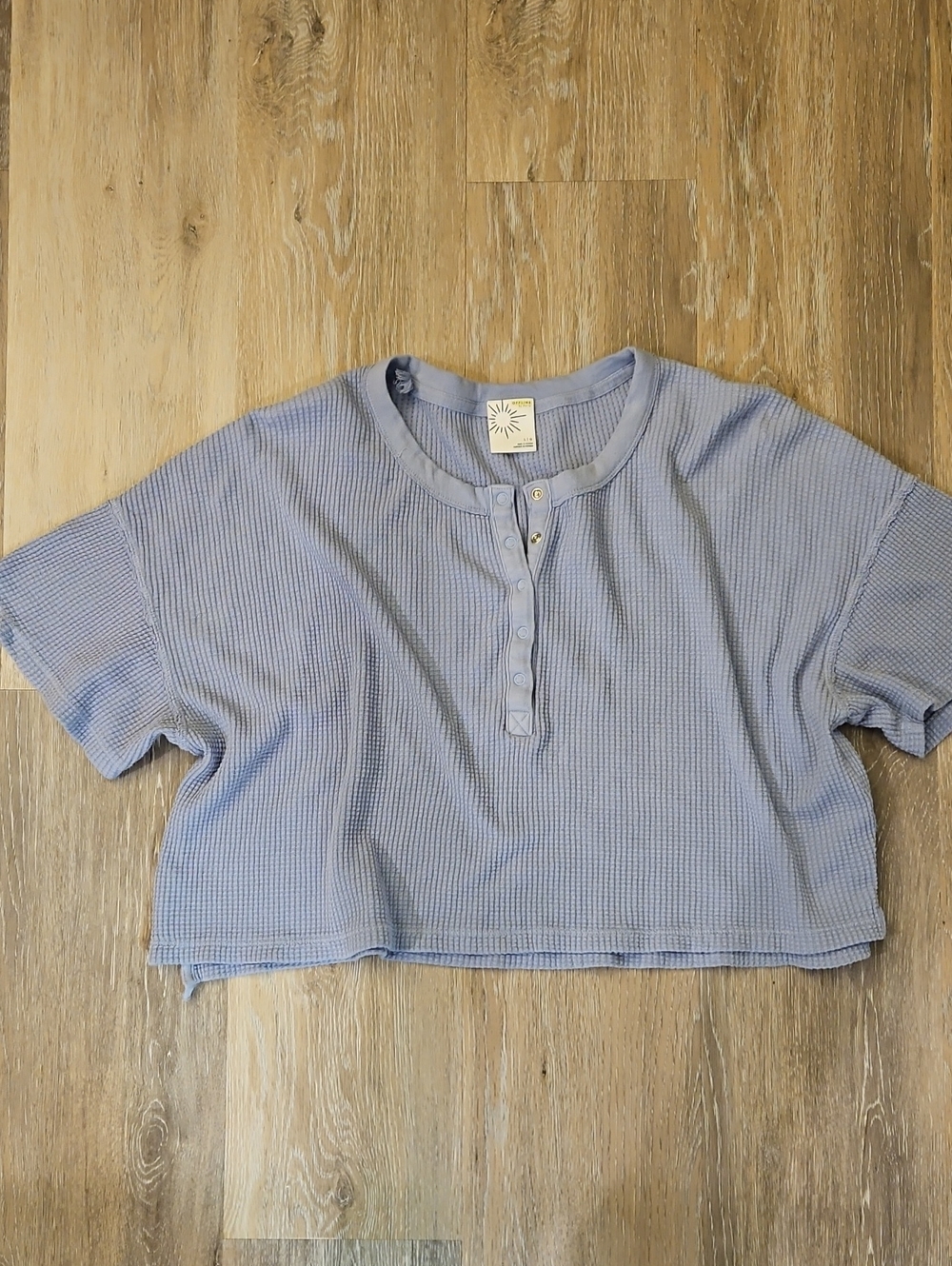 Offline By Aerie Shortsleeve Waffle Henley Crop Top